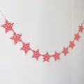 Patriotic red and white chevron star bunting garland for outdoor camping party decor - Wavy Red Five-Pointed Stars