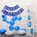 Navy blue Happy Birthday banner set with star balloons and BABY decoration boxes - Fishtail Printing Navy Blue Banner Balloon Transparent Box