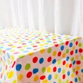 Mantel desechable de PEVA blanco grueso con patrón de puntos de colores para cumpleaños - Lunares Coloridos