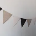 Hanging gradient linen pennant banner with 12 triangle flags for rustic wedding party decor - Linen-Look Paper / Gradient Brown