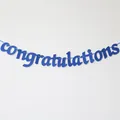 Blue glitter congratulations banner for 2025 graduation party wall decoration - Blue Glitter Congratulations / Blue