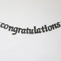 Black glitter congratulations banner for 2025 graduation party wall decoration - Black Glitter Congratulations / Black