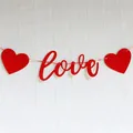 Red glitter 'love' banner with heart shapes for Valentine's Day party decoration - LOVE Letters And Hearts / Red