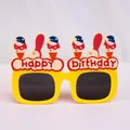 Κίτρινα γυαλιά ηλίου Happy Birthday με διακόσμηση τούρτας και σκούρους φακούς - T Κίτρινο Πλαίσιο Παγωτό Γενεθλίων