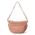 Dusty pink νάιλον χιαστί τσάντα σε σχήμα μισοφέγγαρου με πολλαπλές τσέπες φερμουάρ - Ροζ