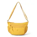 Vielseitige hellgelbe Nylon-Umhängetasche mit Multi-Pocket-Design und verstellbarem Gurt - Gelb