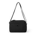 Minimalistische schwarze Nylon Umhängetasche mit Berg-Logo und verstellbarem Gurt - Schwarz