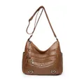 Bruine vintage crossbodytas van imitatieleer met ritssluitingen en hartvormige details - Bruin