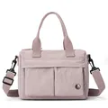 Light purple nylon crossbody tote bag with adjustable strap and multiple pockets - Light Purple
