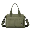 Olive green nylon crossbody bag with multi-pocket design and adjustable shoulder strap - Army Green