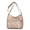 Sac bandoulière en cuir souple kaki avec poches multiples et bandoulière ajustable - Kaki