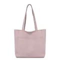 Minimalist large capacity tote bag in dusty rose pink with functional front pockets - Pink