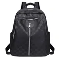 Mochila para mujer en tela Oxford negra con estampado de letras y gran capacidad - Estilo de Cremallera Vertical (7202字母)