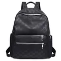 Mochila negra de tela Oxford con patrón de monograma GD y cremalleras plateadas - Estilo de Doble Bolsillo con Cremallera Frontal (7201字母)