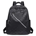 Mochila negra de tela Oxford con estampado de monograma GD y cremalleras plateadas - Estilo de Cremallera Inclinada (7204字母)