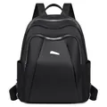Minimalist black Oxford cloth backpack with large capacity and water-resistant fabric - Style 5 - Metal Buckle Decoration (7205-2 Black) / Black