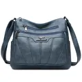 Bolso bandolera gris azulado con varios bolsillos y correa ajustable para mujer - Azul