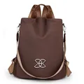 Waterproof anti-theft women backpack in dark brown with multiple adjustable straps - Coffee