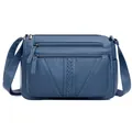 Sac bandoulière bleu Morandi en cuir délavé avec plusieurs poches zippées - Bleu