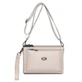 Multi-layer cream PU leather crossbody bag for women with adjustable shoulder strap - Off White
