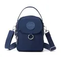 Sac bandoulière compact en nylon bleu marine pour téléphone avec sangle réglable - Bleu foncé