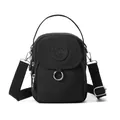 Sac bandoulière léger en nylon noir avec sangle réglable et finitions en métal argenté - Noir