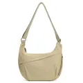 Bolso hobo de nailon caqui en forma de media luna con correa ancha ajustable para mujer - Caqui
