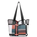 Minimalist large tote bag featuring modern geometric color block patterns for commuting - Green