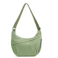 Bolso bandolera de nailon verde claro en forma de media luna con correa ajustable - Verde
