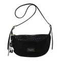 Schwarze Halbmond-Tasche mit Sternenmuster, Gold-Reißverschluss und Bären-Anhänger - Schwarz