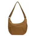 Bolso bandolera de media luna minimalista en nylon caqui con correa ajustable - Caramelo