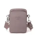 Modern Morandi purple nylon crossbody phone bag with adjustable strap and double zipper pockets - Purple (1984)