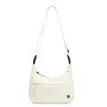 Borsa a tracolla a mezzaluna in nylon bianco con cinturino regolabile e logo - Bianco Sporco