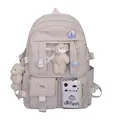 Süßer beiger Oxford-Rucksack mit kleinen Bärenanhängern und transparentem Fensterfach - Beige