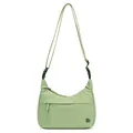Chic pale green nylon crossbody bag with adjustable strap and metallic M logo - Green