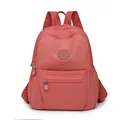 Fashionable coral pink nylon backpack for women with large capacity and multi-pockets - Orange