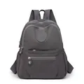 Dark grey waterproof Oxford cloth backpack with multi-pocket design and sport logo detail - Gray