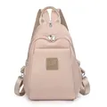 Sac à dos chic en tissu oxford beige pour femme avec fermetures éclair et style moderne - Abricot