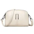 Borsa a tracolla color crema a forma di conchiglia con dettaglio metallico a U - Bianco