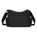 Bolso bandolera de nailon negro clásico con diseño multibolsillo y correa ajustable - Negro