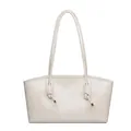 Schicke cremeweiße große Shopper Tasche mit geknoteten Trägern und Golddetails - Weiß