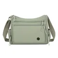 Bolso bandolera de nailon impermeable con múltiples bolsillos en verde pálido - Verde