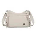 Bolso bandolera de nailon beige con múltiples bolsillos y correa ancha - Beige