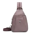 Mini mochila rosa loto de nailon impermeable con correa de hombro tejida púrpura ajustable - Violeta Claro
