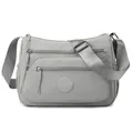 Wasserfeste hellgraue Nylon-Umhängetasche mit Multi-Pocket-Design und breitem Gurt - Grau