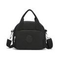 Versatile black nylon crossbody handbag for women featuring multi-layer storage and top handles - Black