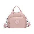 Pink nylon shell crossbody bag with multi-layer storage and adjustable shoulder strap - Lilac Purple