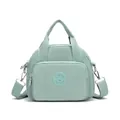 Light green nylon crossbody bag with multi-layer pockets and detachable wide strap - Green