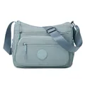 Wasserdichte hellblaue Nylon-Umhängetasche mit vielen Taschen und verstellbarem Gurt - Blau