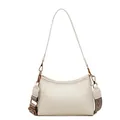 Bolso bandolera retro blanco roto con correas de hombro tejidas étnicas intercambiables - Blanco Roto